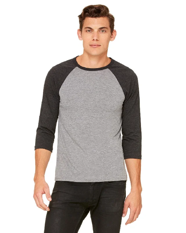 Lowest Price Bella+Canvas Unisex Triblend 3/4-Sleeve Baseball T-Shirt | Gry/ Chr Blk Trb
