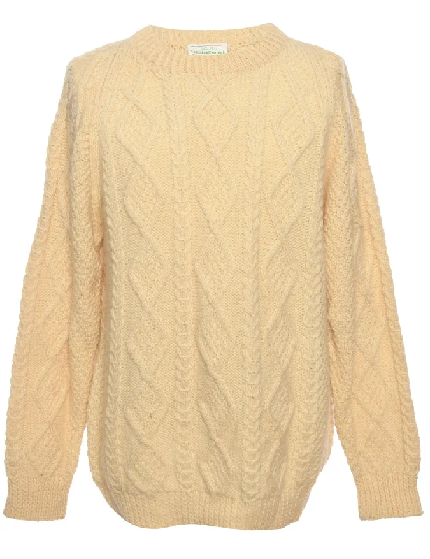 Crazy Savings Cable Knit Cream Jumper - S