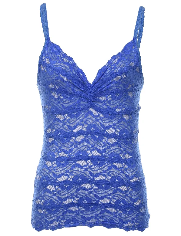 Weekend Discounts to Relish Blue Lace Camisole Top - M