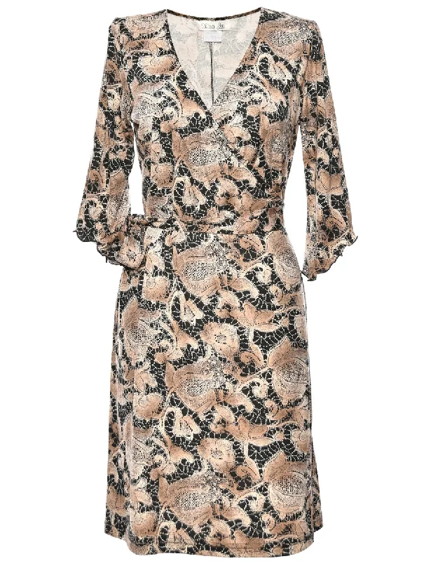 Season Finale Sale Brown & Black Belt Tie Dress - L