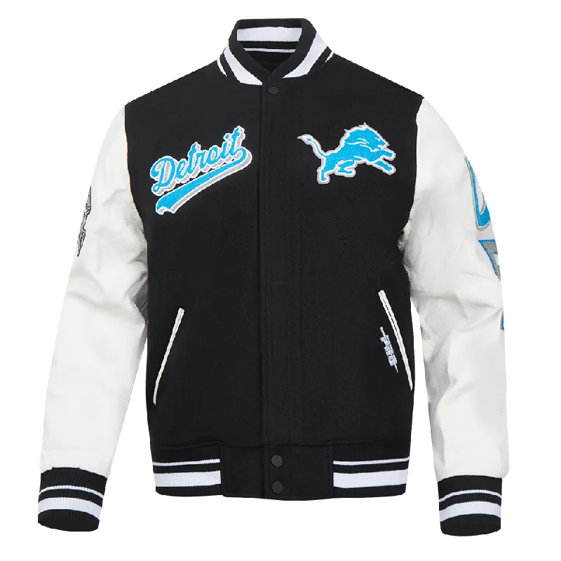 Weekend Bargains to Snag NFL DETROIT LIONS SCRIPT TAIL MEN'S RIB WOOL VARSITY (BLACK/WHITE)