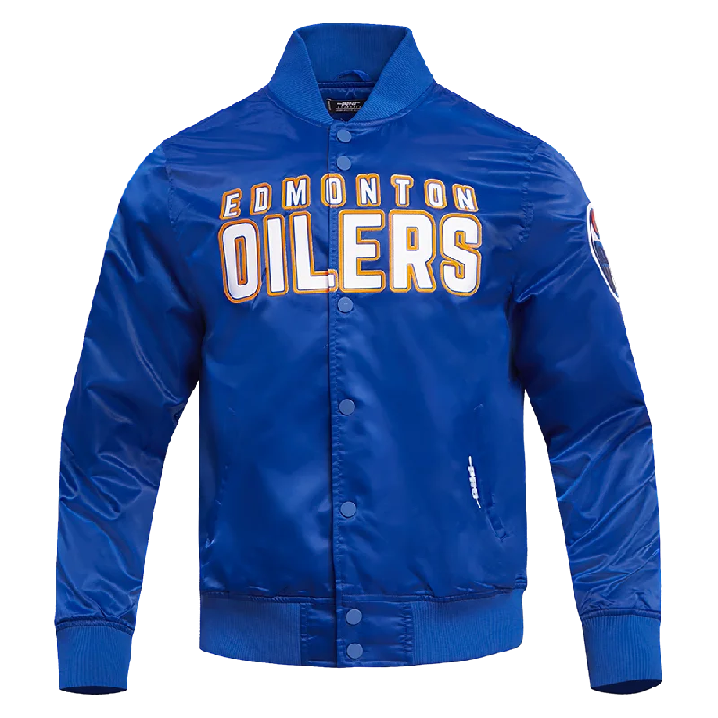 Weekend Shopping Bliss NHL EDMONTON OILERS CLASSIC MEN'S SATIN JACKET (DODGER BLUE)