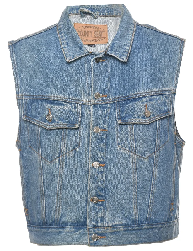 Bonus Savings Button Front Denim Jacket Vest - M
