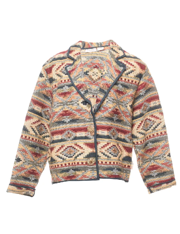 Aztec Print Multi-Colour Tapestry Jacket - L