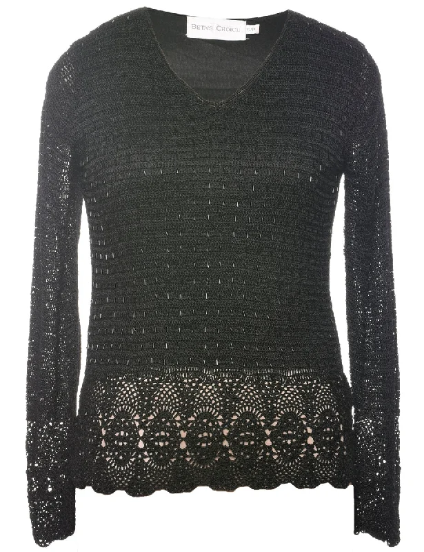 Beaded Black Jumper - S