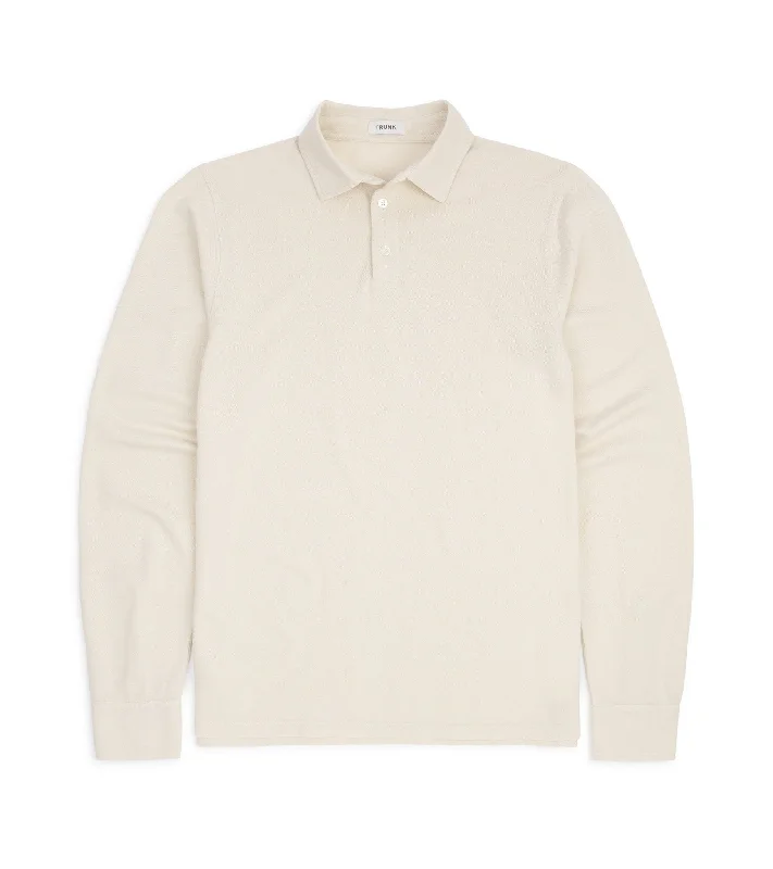 Trunk Moxon Long Sleeve Polo Shirt: Cream