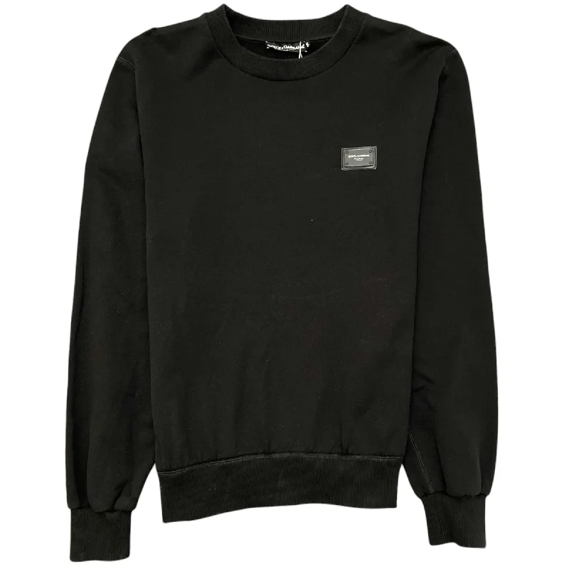 Weekend Specials to Enjoy Men's Plaque Logo Sweatshirt Black Size IT 50 / UK L