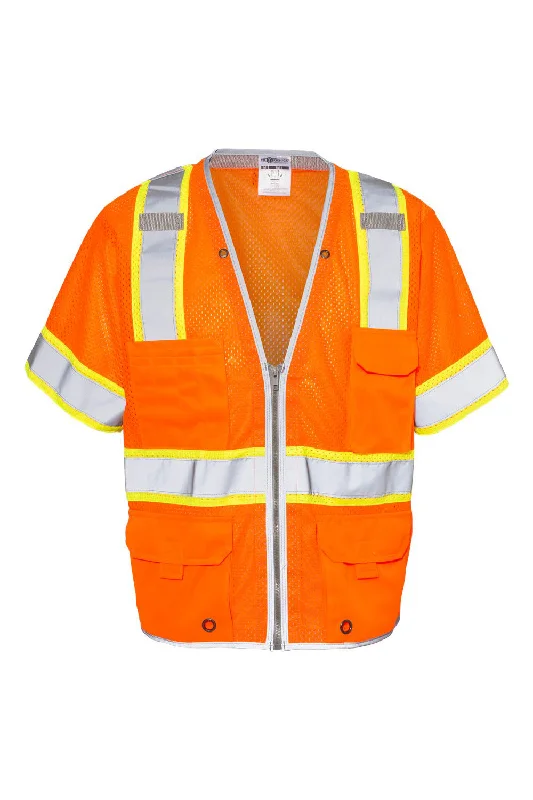 Big Savings Kishigo Mens Premium Brilliant Series Heavy Duty Class 3 Vest - Orange - Closeout