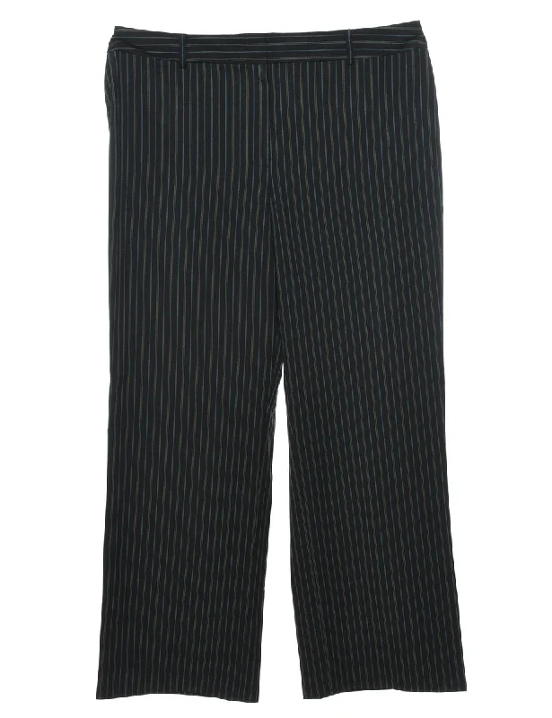 Black & Blue Pinstriped Trousers - W36 L30