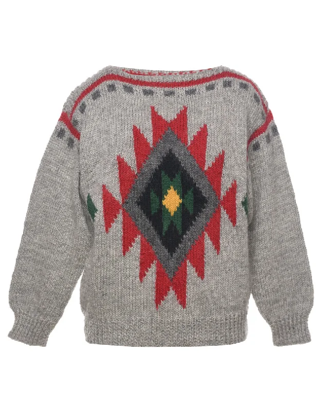 Aztec Print Jumper - L