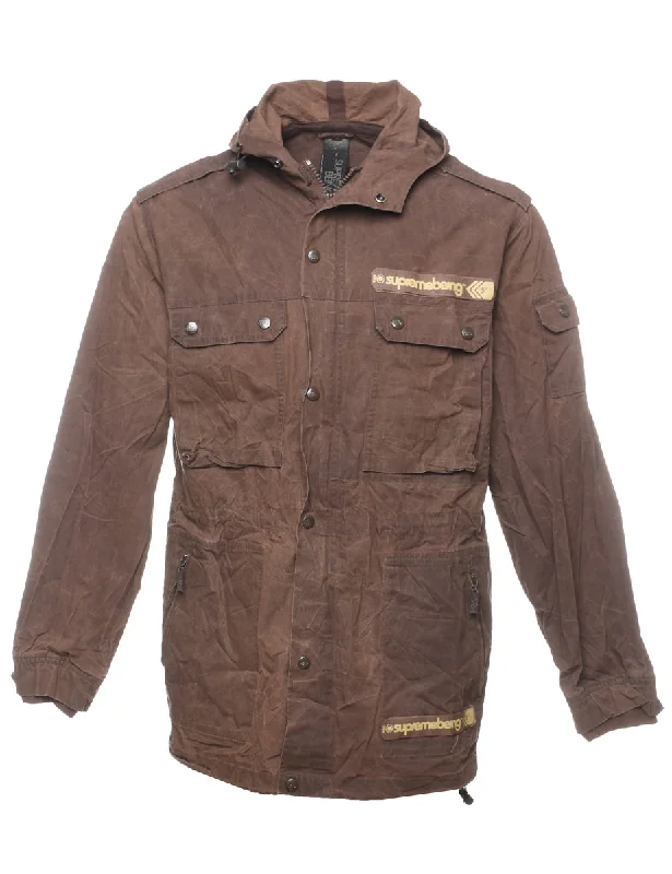 Instant Savings Brown Zip-Front Supreme Being Wax Jacket - M