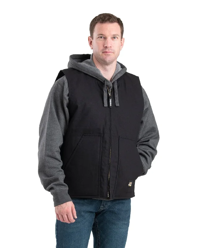Shop and Save Berne Mens Black 100% Cotton Duck Workmans Vest Quilt Lined