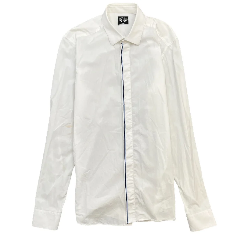 Shop and Save Men's Embroidered Shirt White Size M