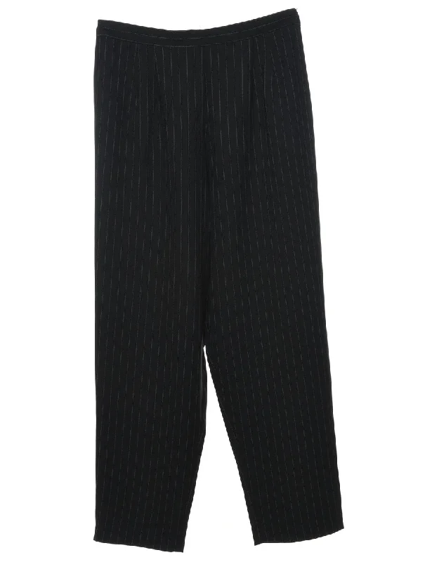 Today’s Deal Black Pinstriped Tapered Trousers - W30 L30