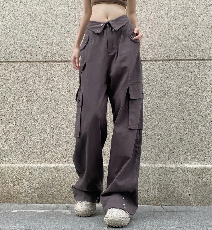 Low Prices Casual Waist Folded Cargo Pants