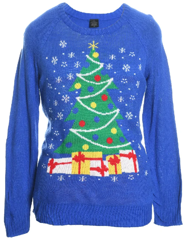Weekend Specials Just for You Blue Christmas Jumper - M