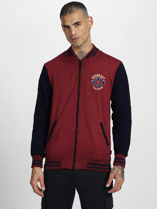 Weekend Savings Galore Legendary Maroon Pocket Graphic Printed Jacket