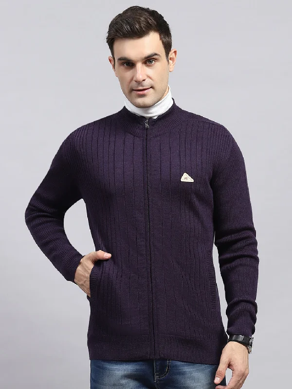 The Best Prices Men Purple Solid Round Neck Full Sleeve Pullover