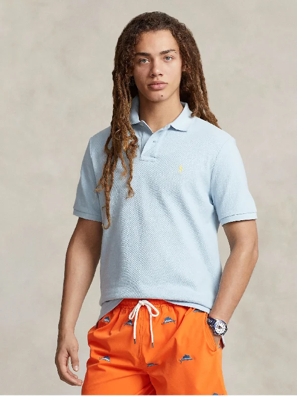 Limited Time Discount Polo in Mesh Slim Fit Blu Cielo