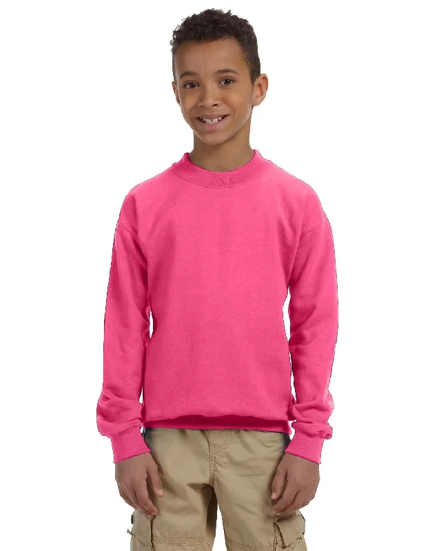 Super Savings Gildan Youth 50/50 Crewneck Sweatshirt | Safety Pink