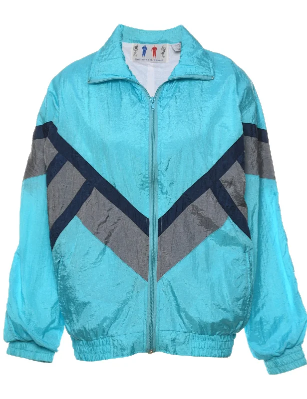 Exclusive Offer Blue & Grey 1990s Zip-Front Nylon Jacket - M