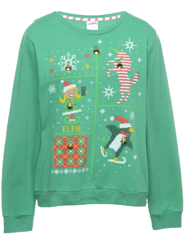 Beyond Retro Reworked Christmas Sweatshirt With Bells - L