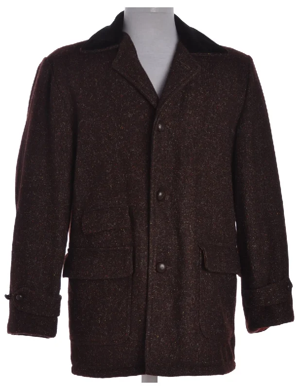 Deep Savings Brown Velvet Collar Coat