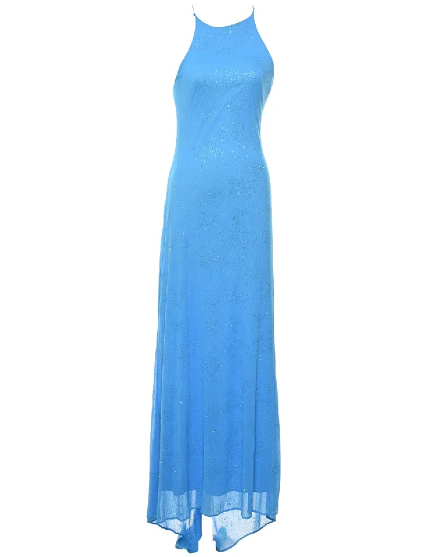 Weekend Offers That Amaze Blue Sparkly Backless Evening Dress - S