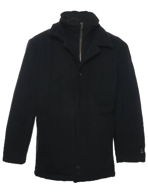 Hurry Up Black Wool Coat - M