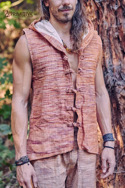 Tibetan Vest with Hoodie ๑⋙ Khadi Cotton