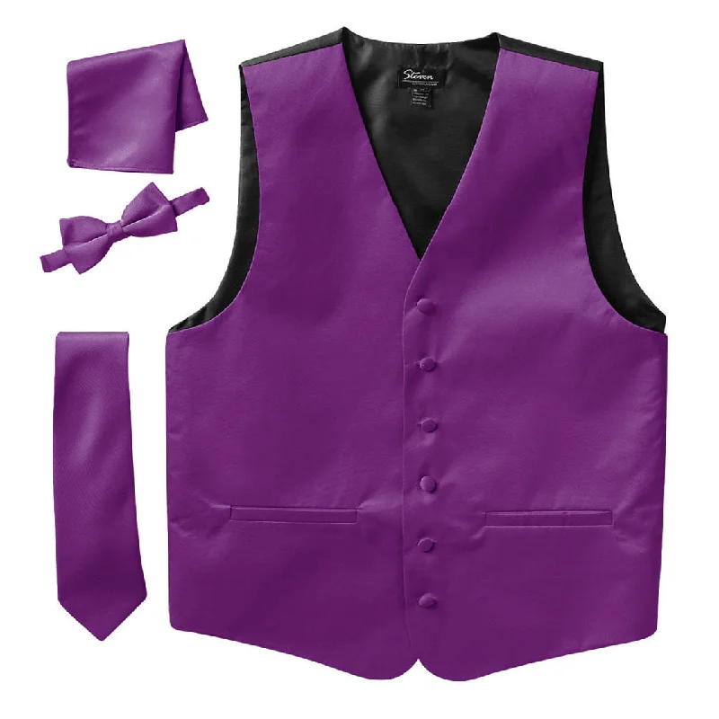 Limited Stock Steven Land Solid 4-pc. Vest with Matching Tie, Bowtie & Pocket Square
