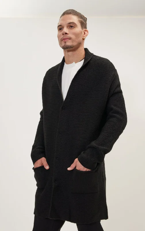 Daily Special Classic Minimalist Shawl Cardigan - Black