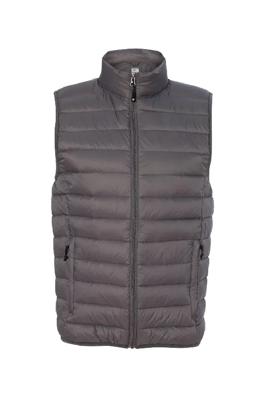 Stock Up and Save Weatherproof Mens 32 Degrees Packable Down Wind & Water Resistant Full Zip Vest - Dark Pewter Grey