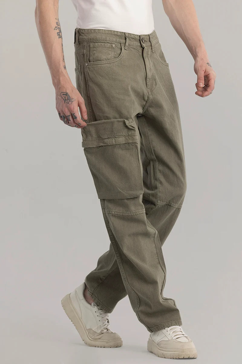 Pockeflex Olive Baggy Cargo Jeans