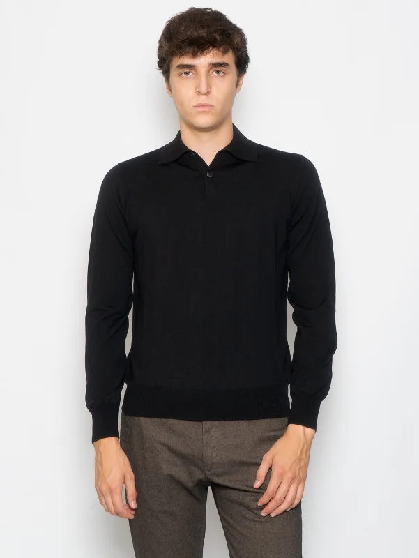 Special Discount Polo con Due Bottoni Nero