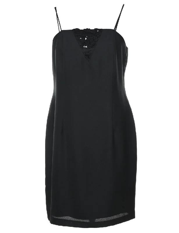 Anniversary Sale Black Sequined Party Dress - S