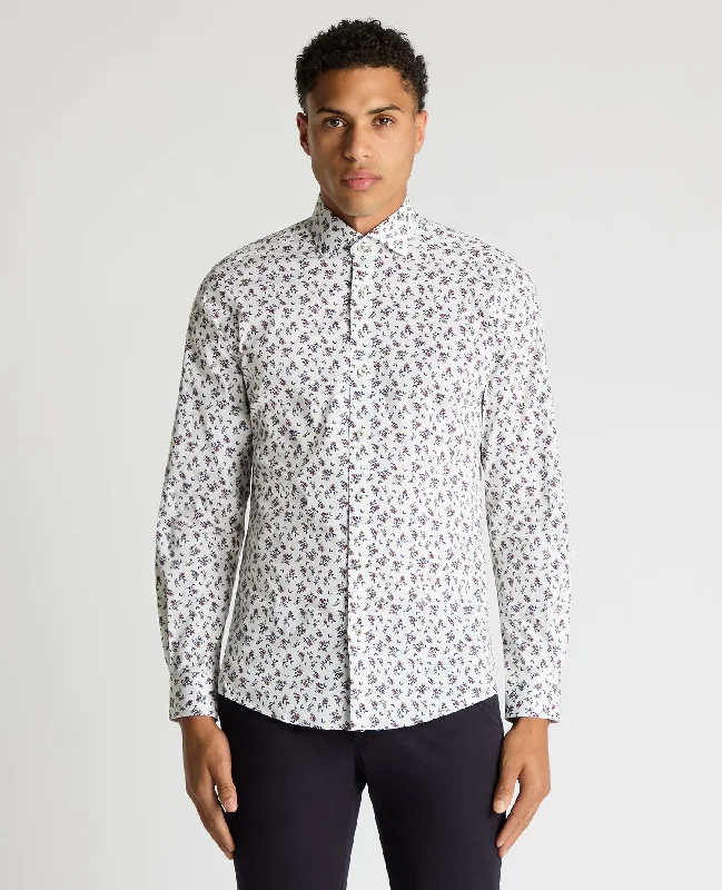 Tapered Fit Floral Cotton-Stretch Shirt