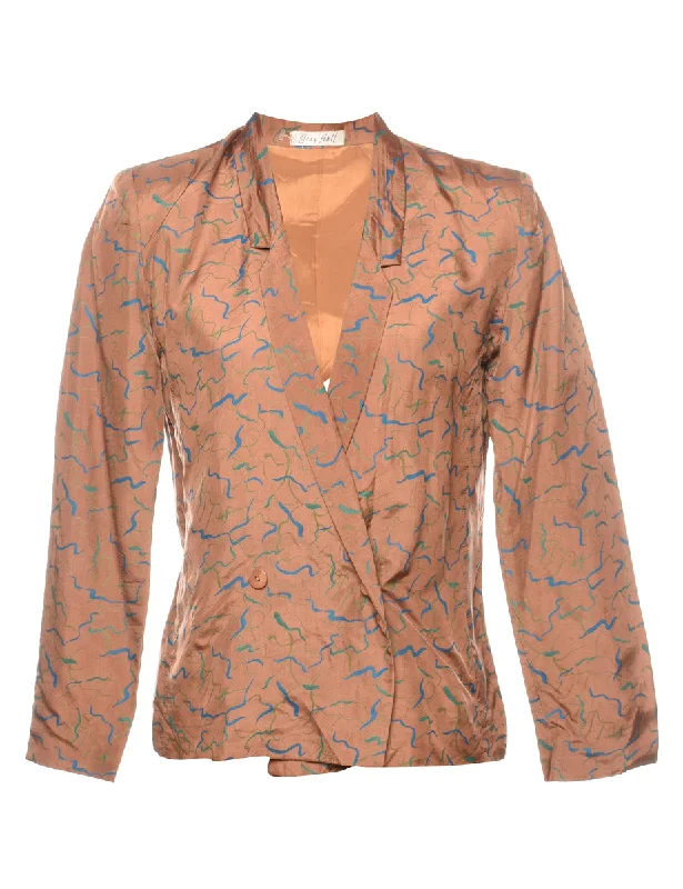 Grand Opening Sale Brown & Blue 1980s Patterned Blazer - S
