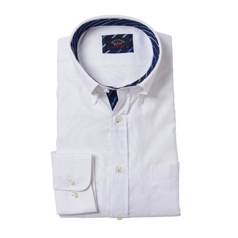 Reduced Prices PAUL&SHARK Striped Collar Oxford Shirt WHITE