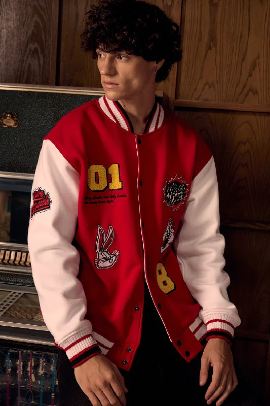 Amazing Deals Looney Tunes Red Varsity Jacket