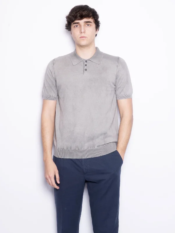 Instant Discount Polo in Maglia di Cotone Salvia/Grey