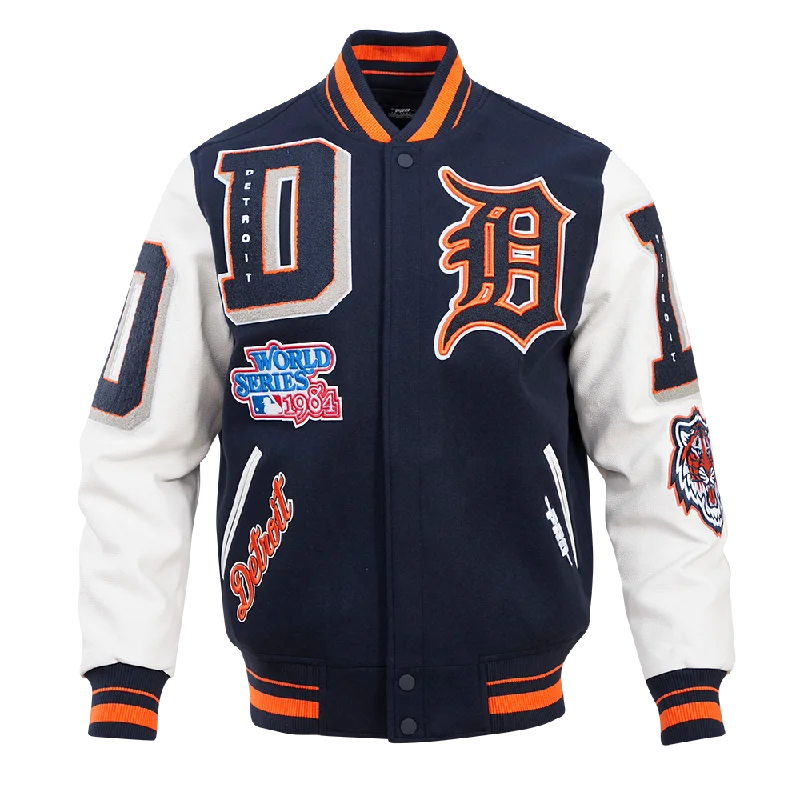 Weekend Discounts to Grab MLB DETROIT TIGERS MASHUP MEN'S RIB WOOL VARSITY JACKET (MIDNIGHT NAVY/ORANGE/MIDNIGHT NAVY)