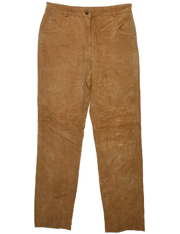 Act Now Brown Suede Trousers - W28 L30