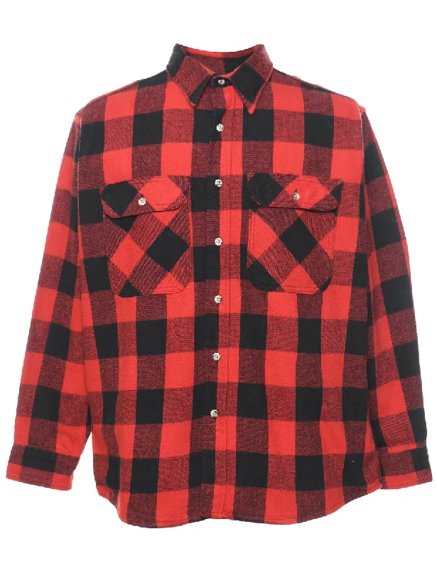 Black & Red Checked Flannel Shirt - XL