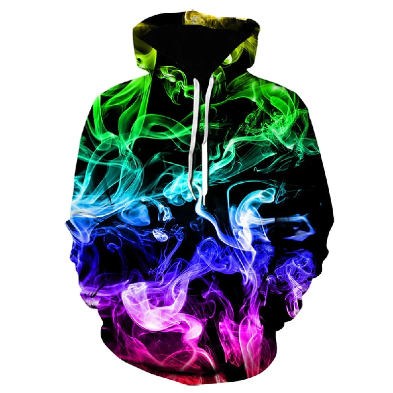 Seasonal Clearance 3D Print Hoodie with Colorful Smoke
