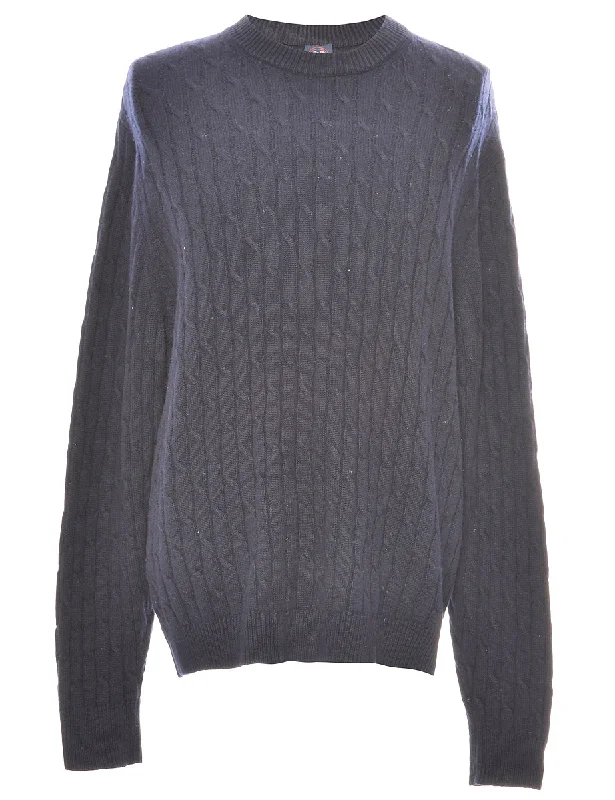 Big Deal Cable Knit Navy Jumper - L