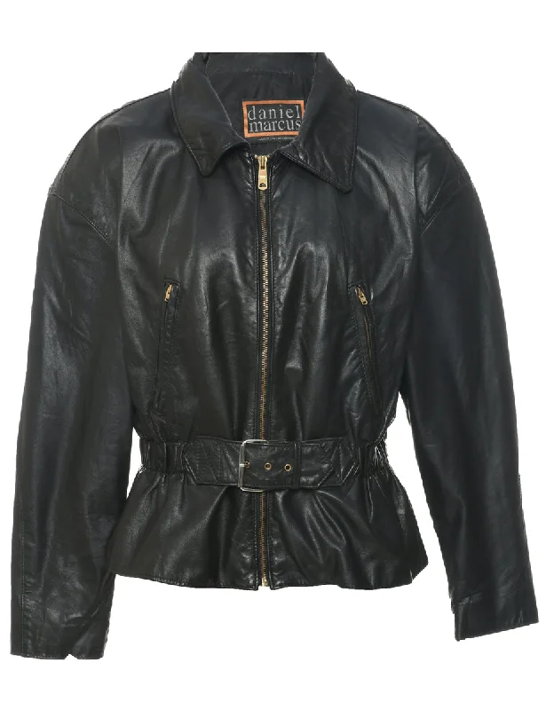 Savings Event Black Leather Jacket - M
