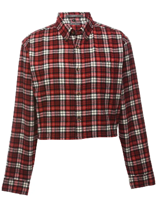 Beyond Retro Reworked Cropped Long Sleeve Flannel Shirt - XL