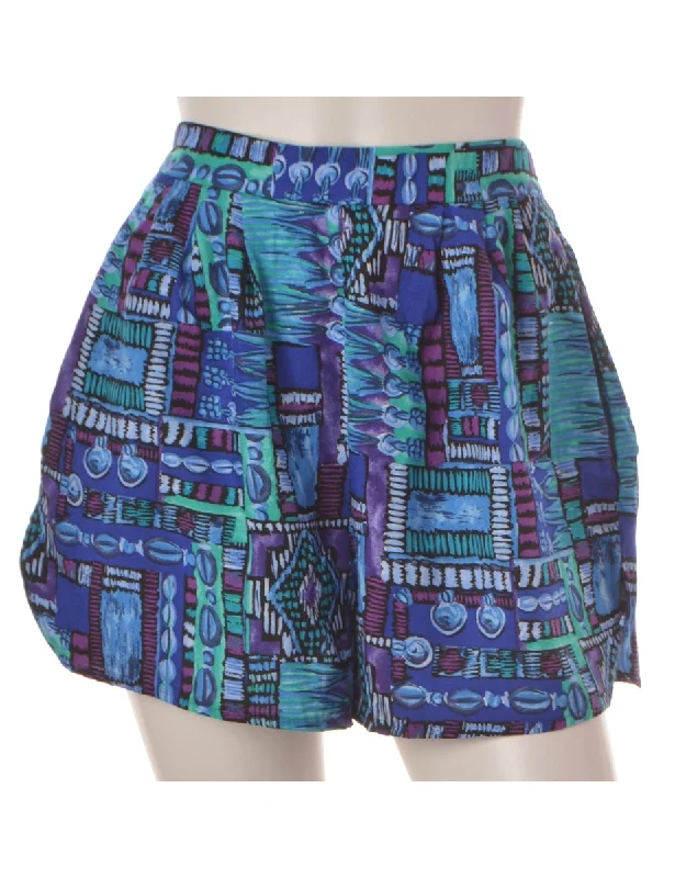 Beyond Retro Label Summer Shorts Blue With An Elasticized Waist