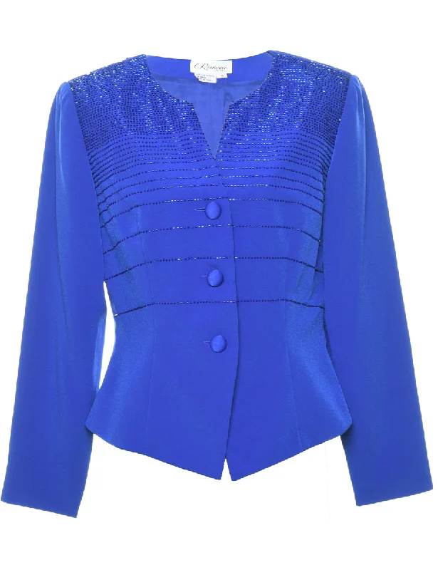 New Deal Blue 1980s Sparkly Jacket - M